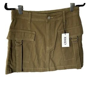 Cider Skirt Women's Size S Cargo Pockets Military Green Mini Skirt NWT
